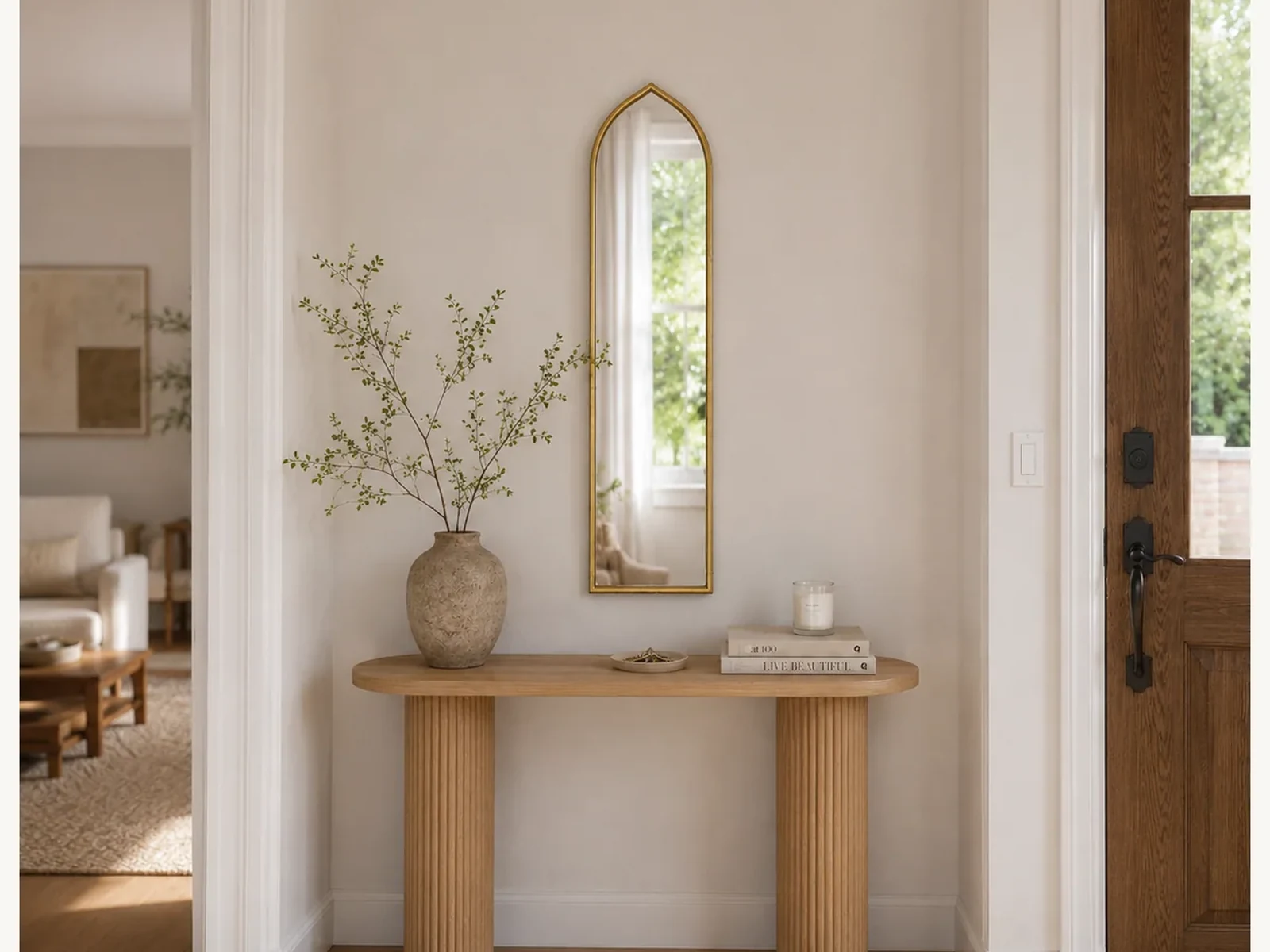 12 x 50 Inch Narrow Arched Wall Mirror gallery image