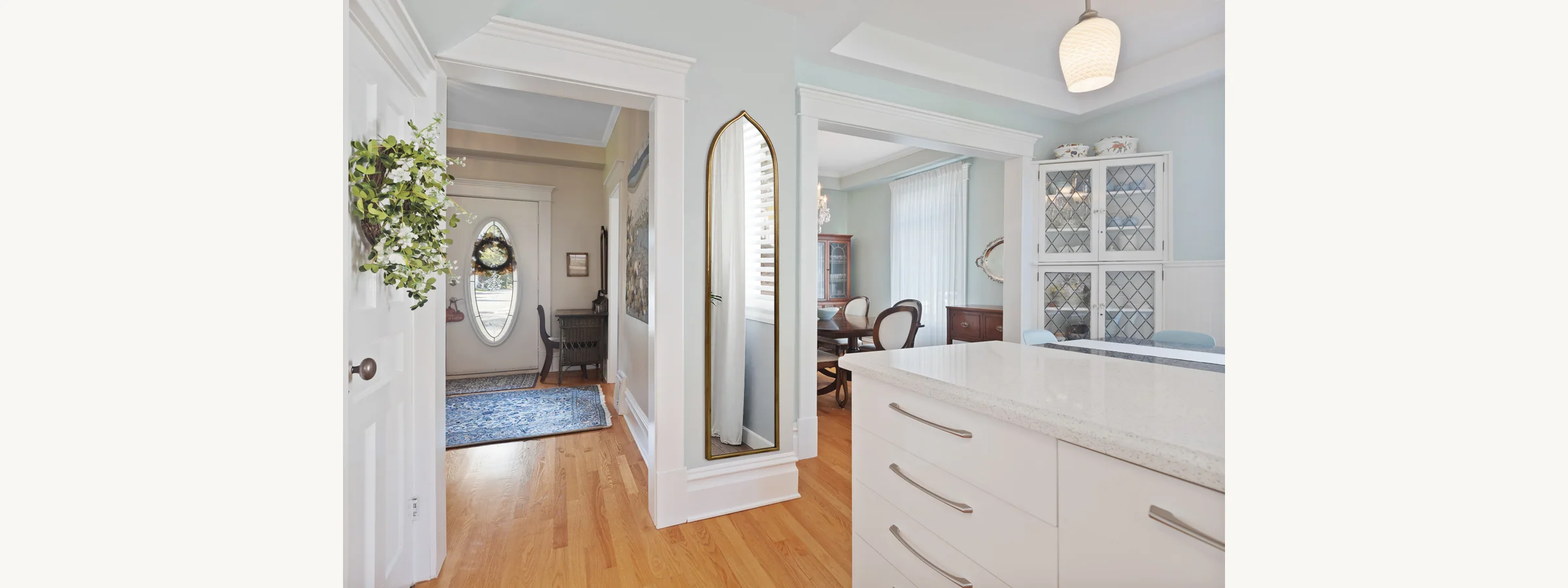 71 x 16 Inch Slim Arched Wall Mirror gallery image