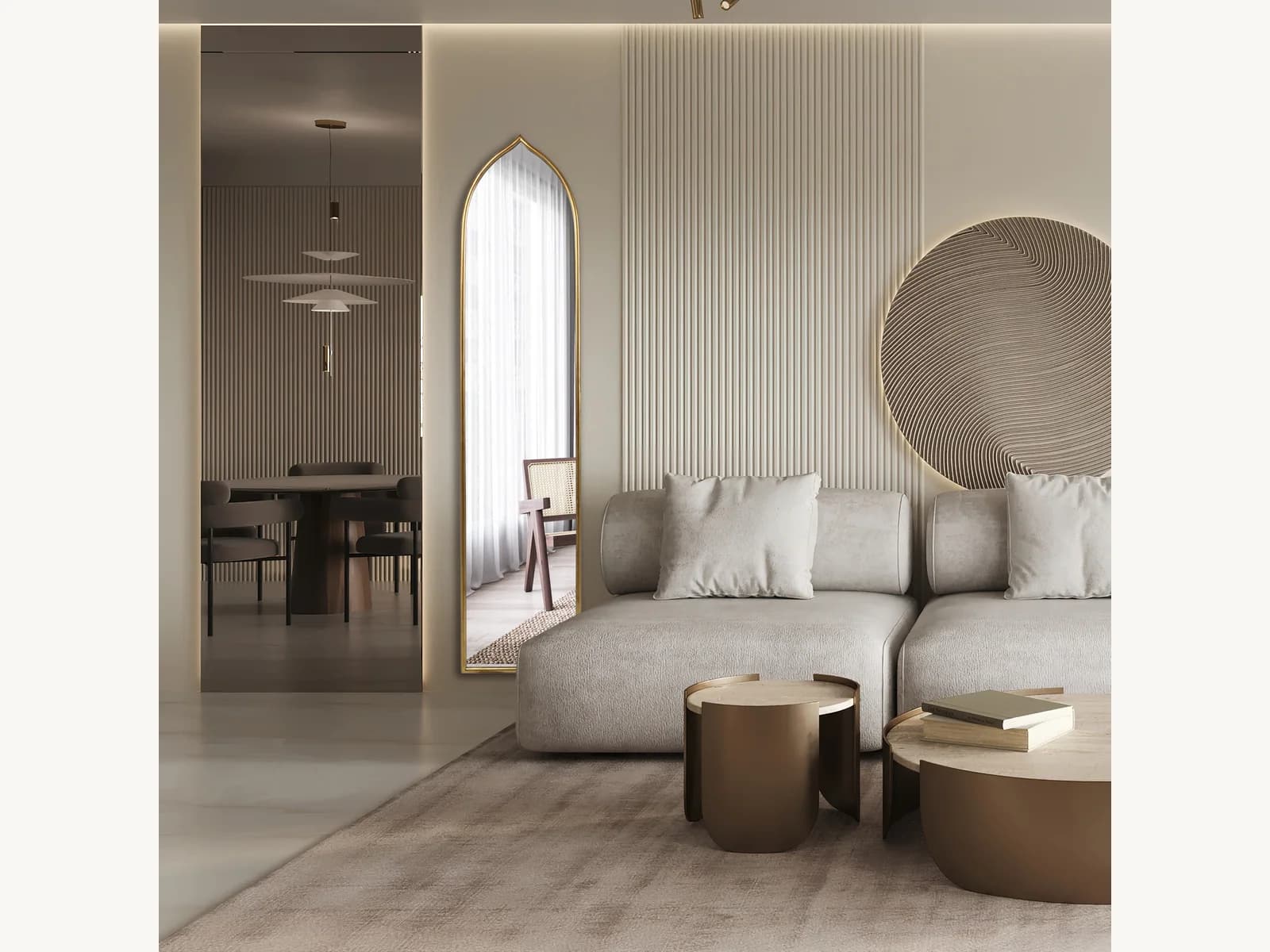 71 x 16 Inch Slim Arched Wall Mirror gallery image