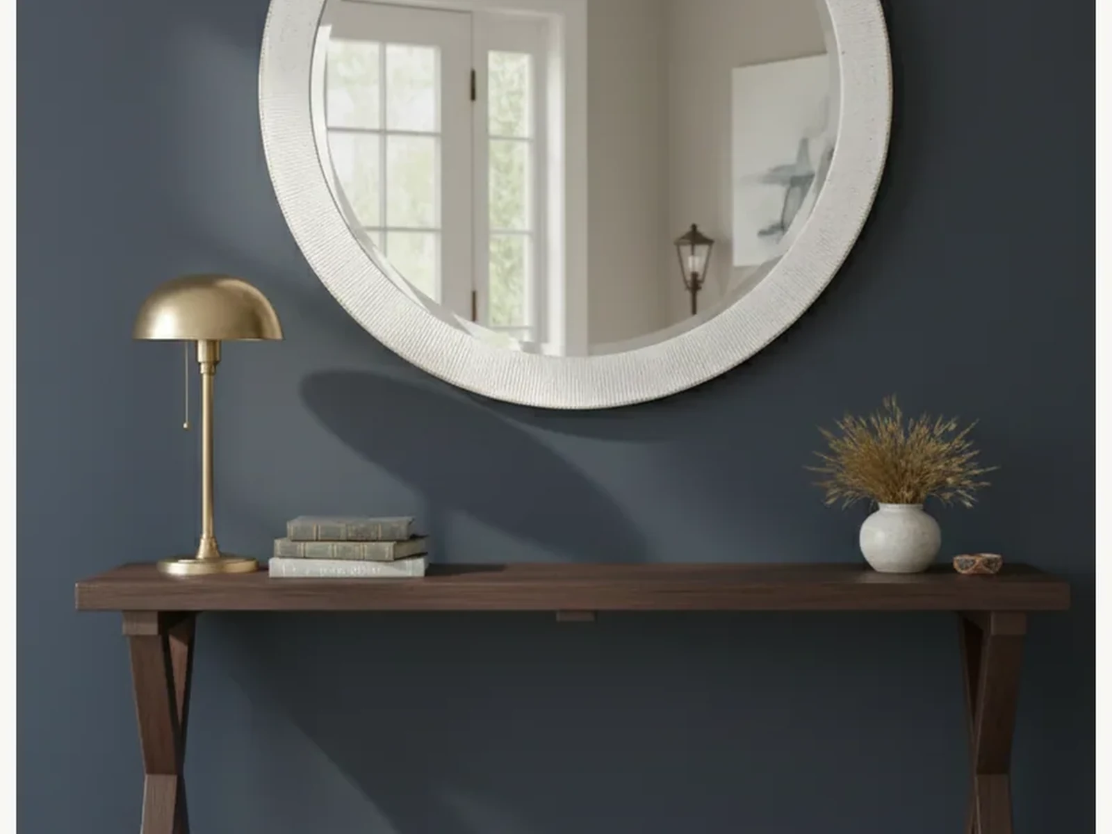 31 White Textured Round Mirror gallery image