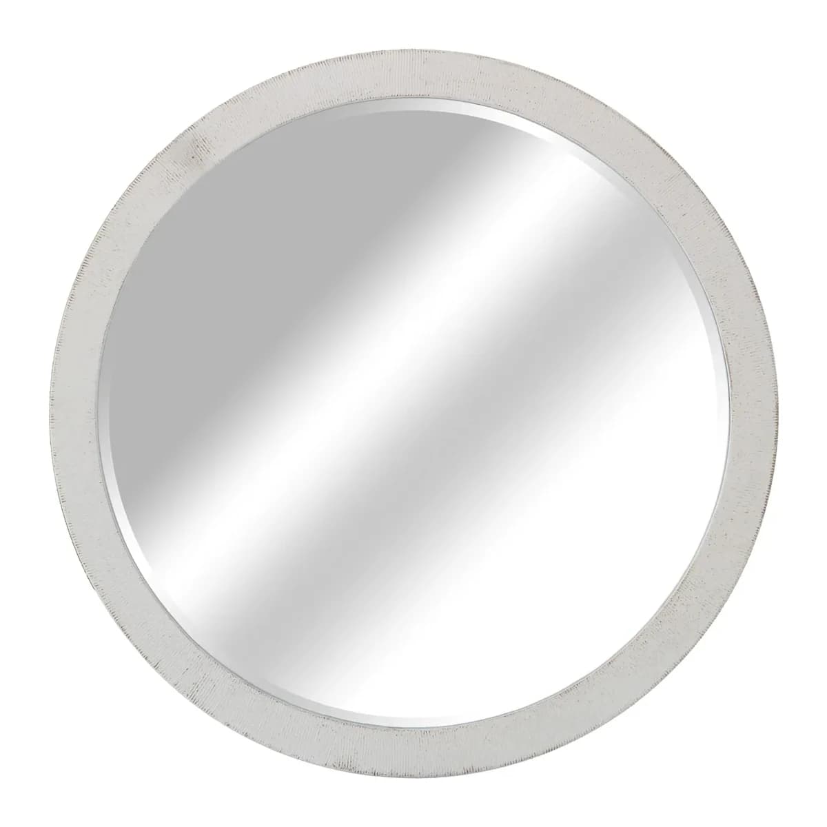 31 White Textured Round Mirror