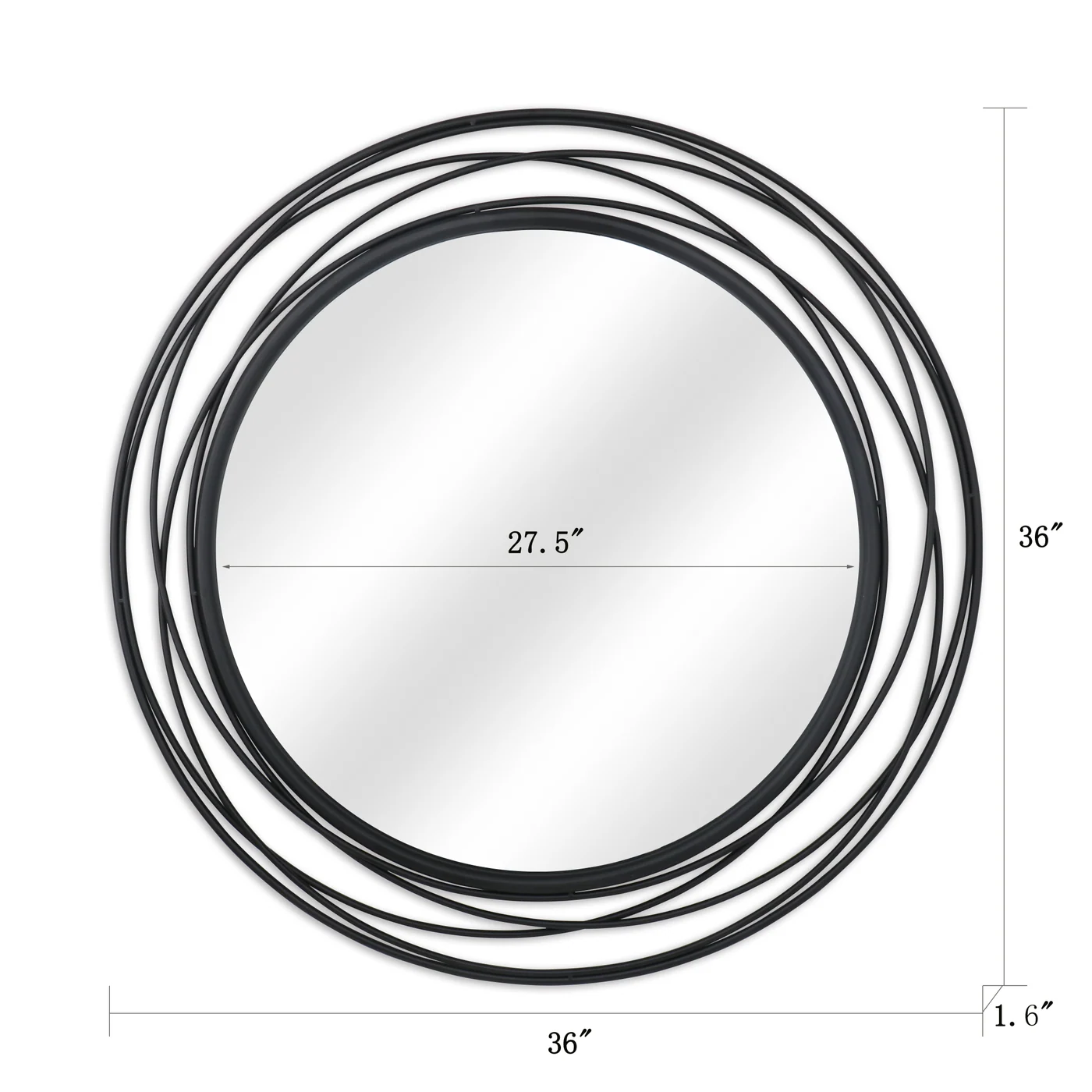 36 Black Round Mirror gallery image
