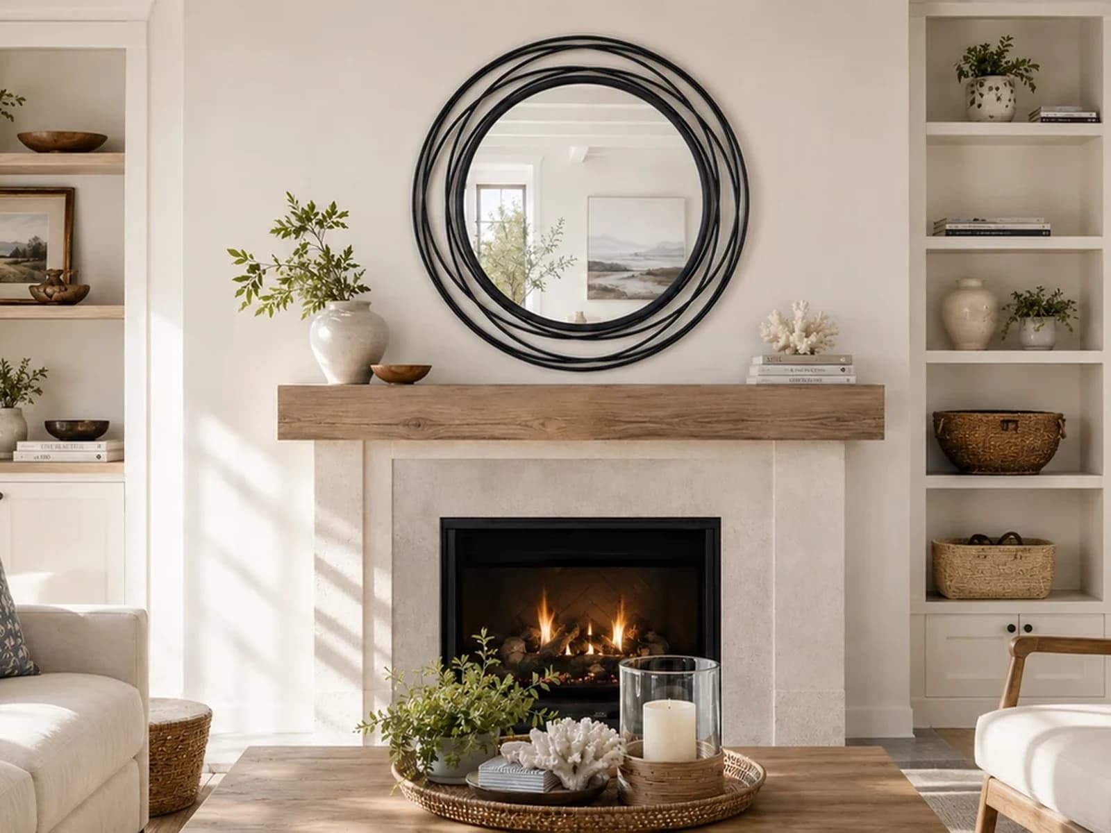 36 Black Round Mirror gallery image