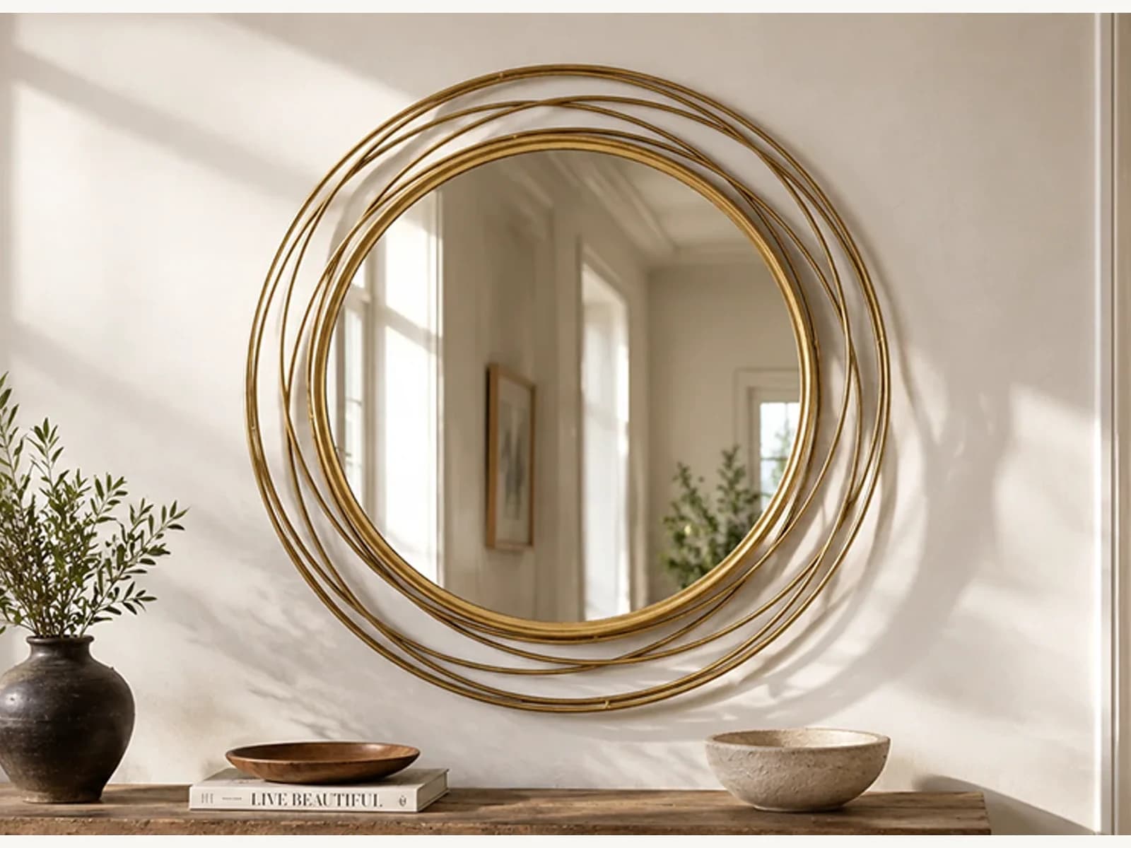 36 Inch Gold Round Decorative Mirror gallery image