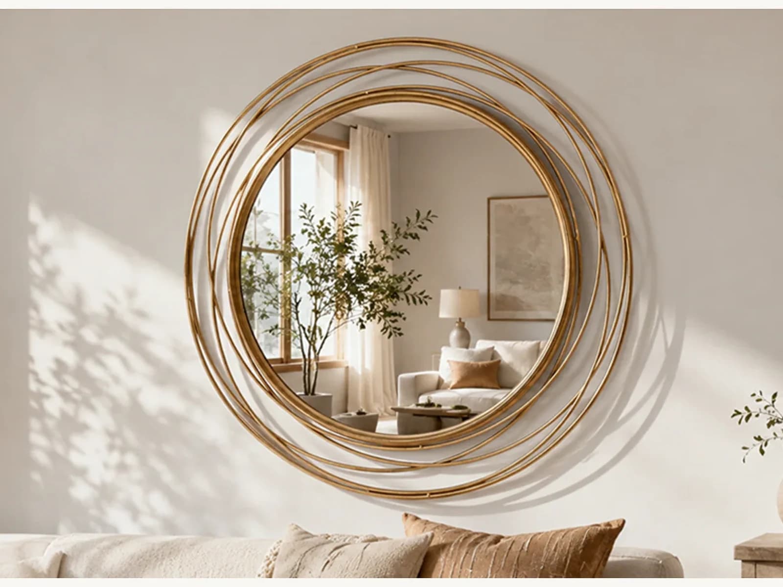 36 Inch Gold Round Decorative Mirror gallery image