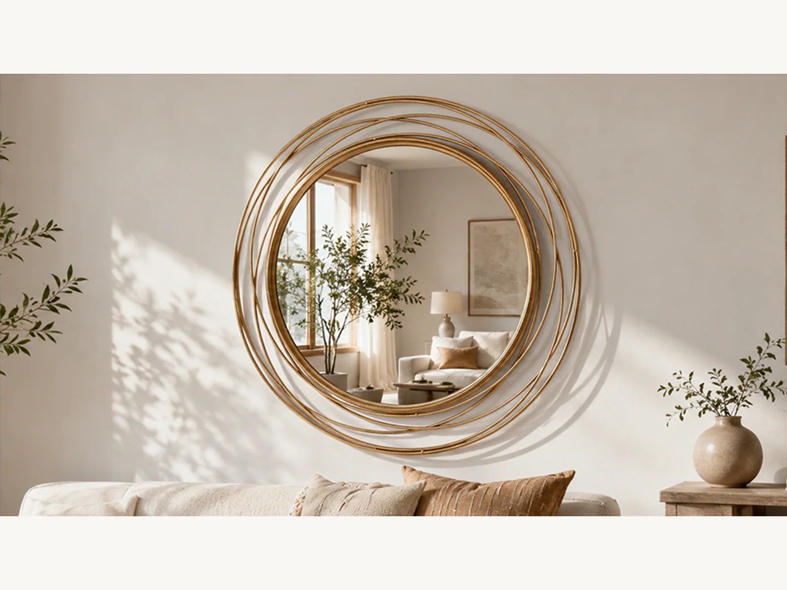 36 Inch Gold Round Decorative Mirror gallery image