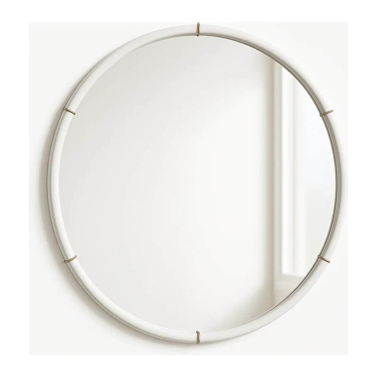36 White Gold Deco Round Mirror