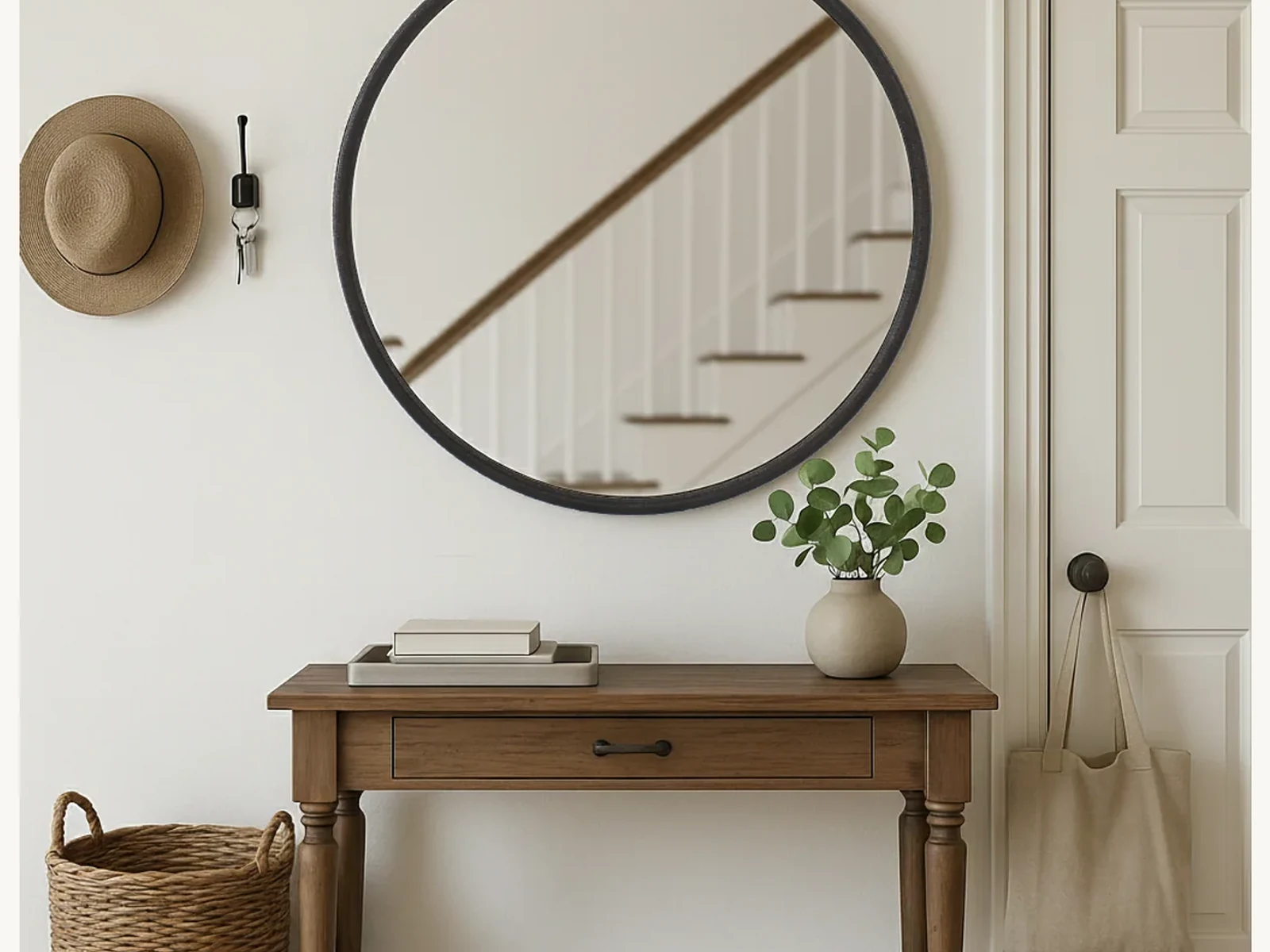 39 Black Plaster Effect Round Mirror gallery image