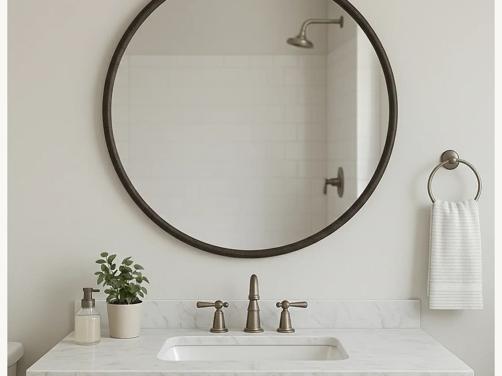 39 Black Plaster Effect Round Mirror gallery image