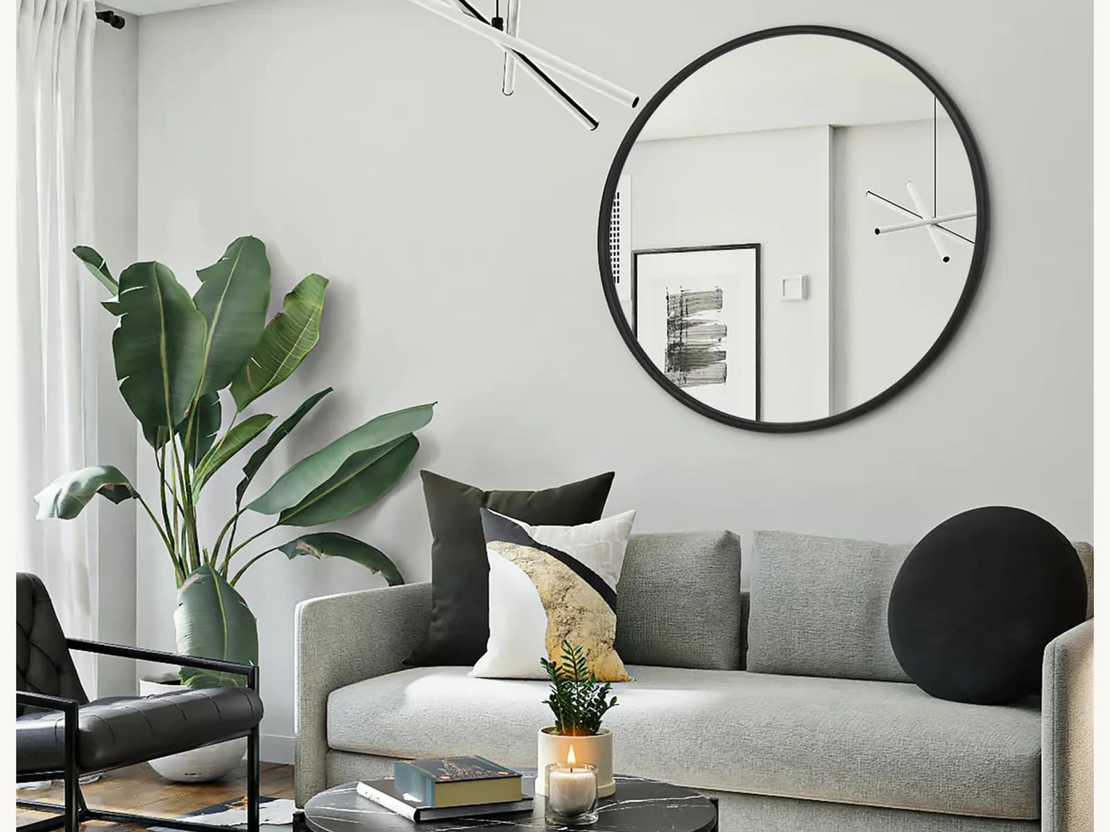 39 Black Round Mirror gallery image