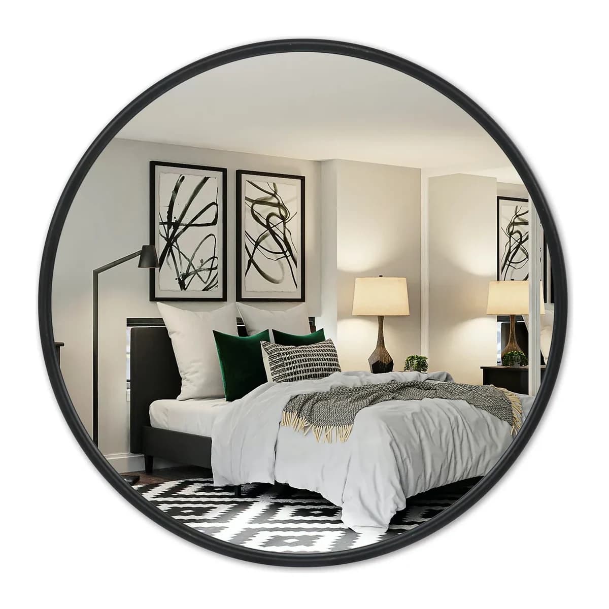 39 Black Round Mirror