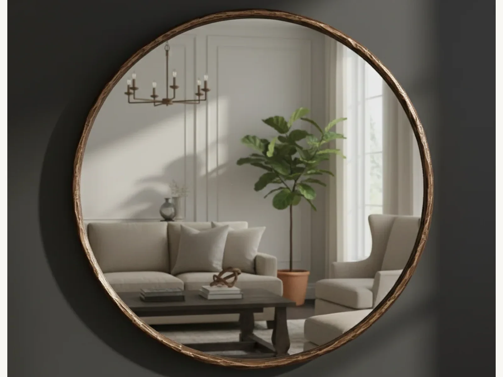 39 Bronze Plaster Effect Round Mirror gallery image
