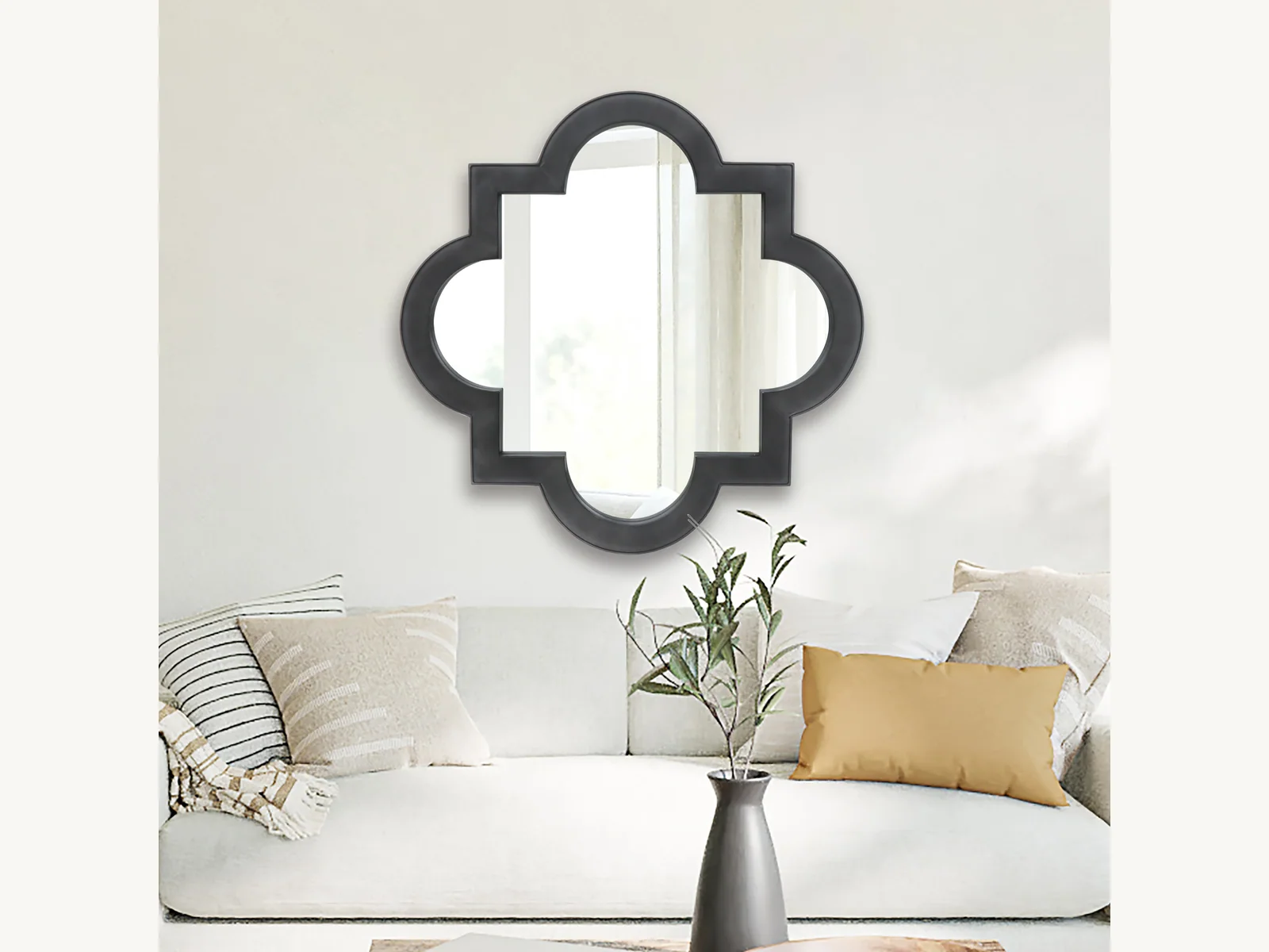 Black Quatrefoil Wall Mirror gallery image