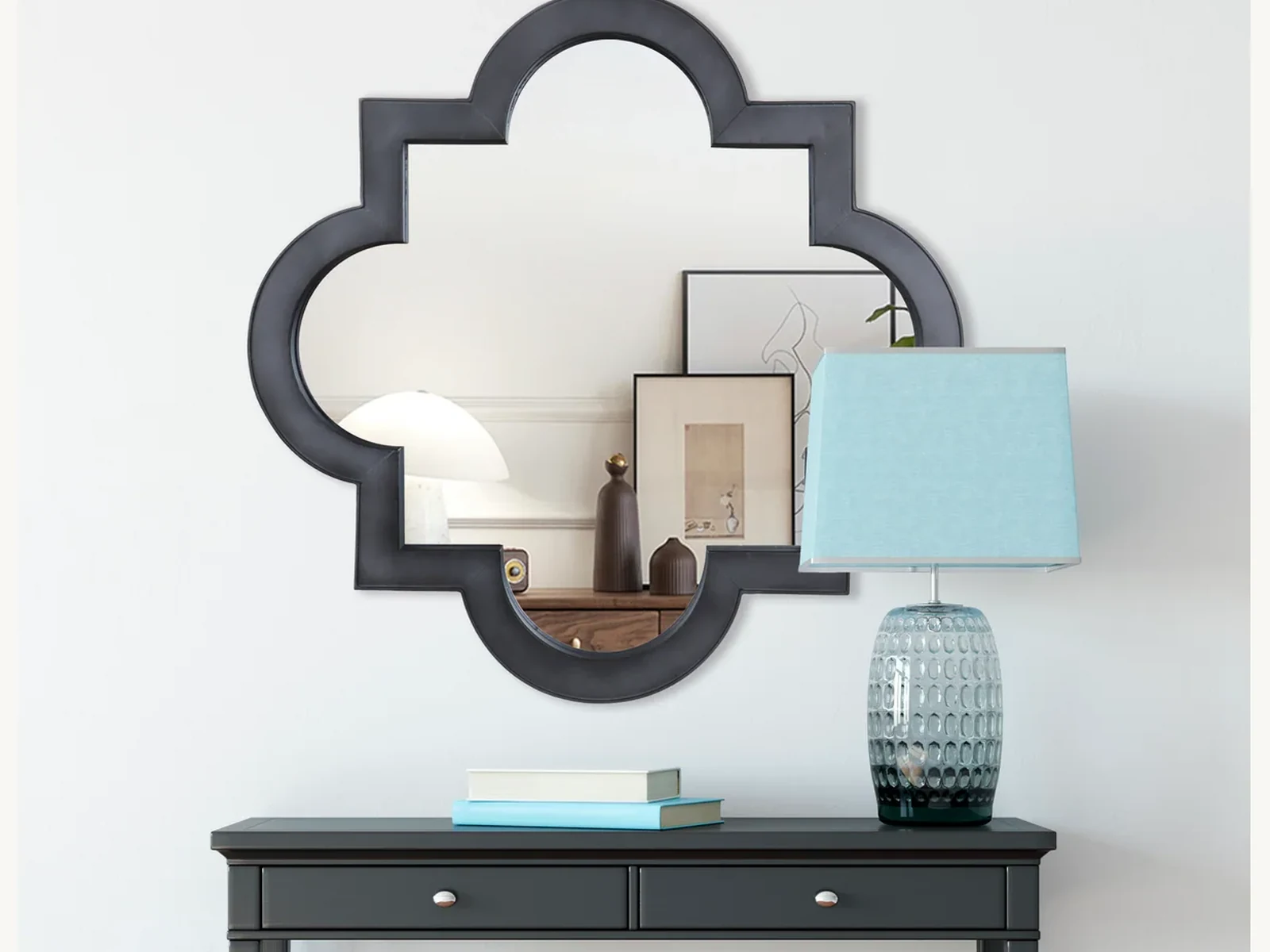 Black Quatrefoil Wall Mirror gallery image