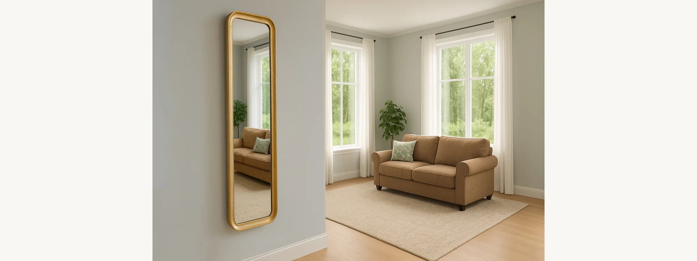Gold Hammered Rectangle Full Length Mirror gallery image