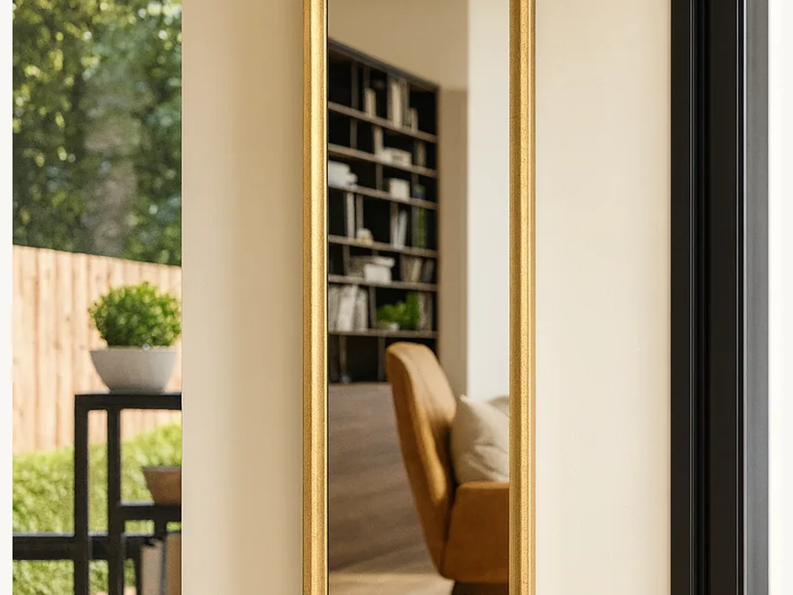 Gold Hammered Rectangle Full Length Mirror gallery image
