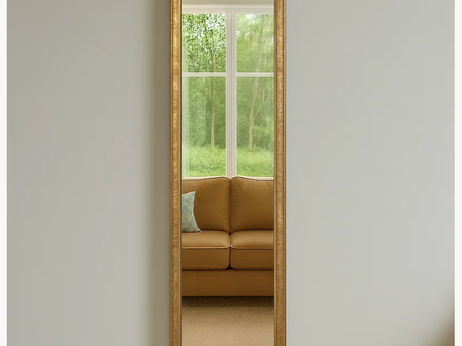 Gold Hammered Rectangle Full Length Mirror gallery image