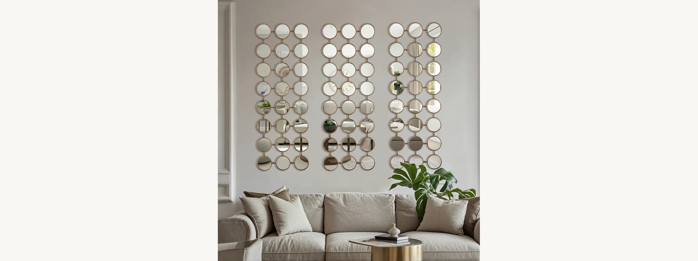 Gold Mini Round Chain Mirror gallery image