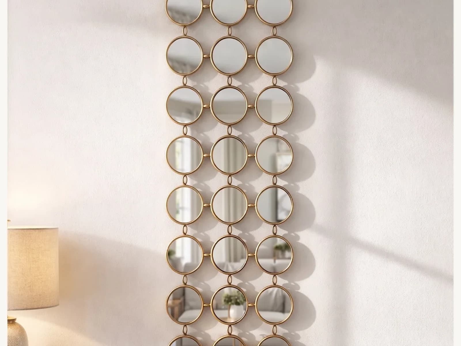 Gold Mini Round Chain Mirror gallery image