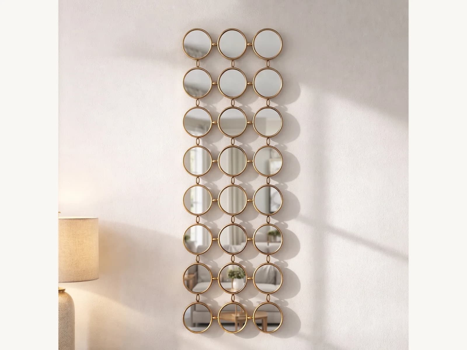 Gold Mini Round Chain Mirror gallery image
