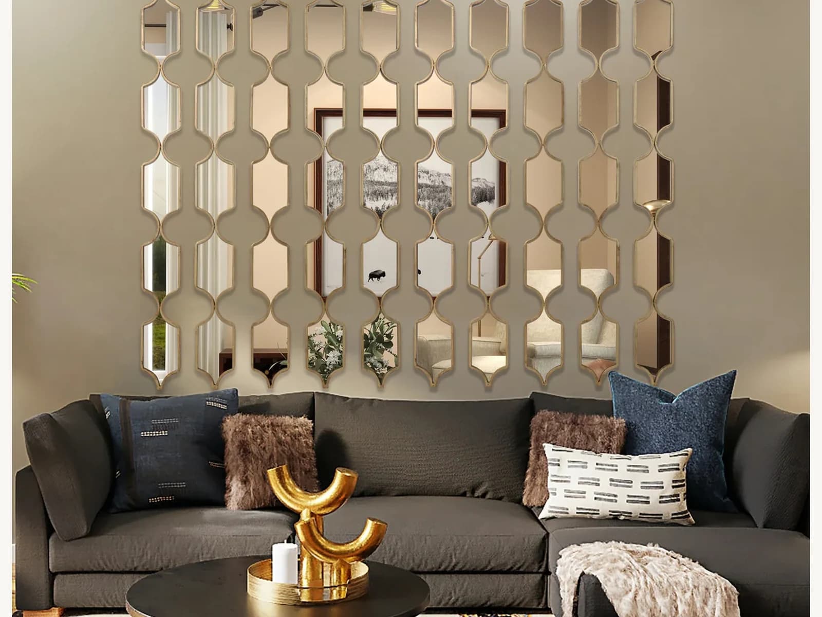 Gold Rectangular Linked Mirror Set gallery image