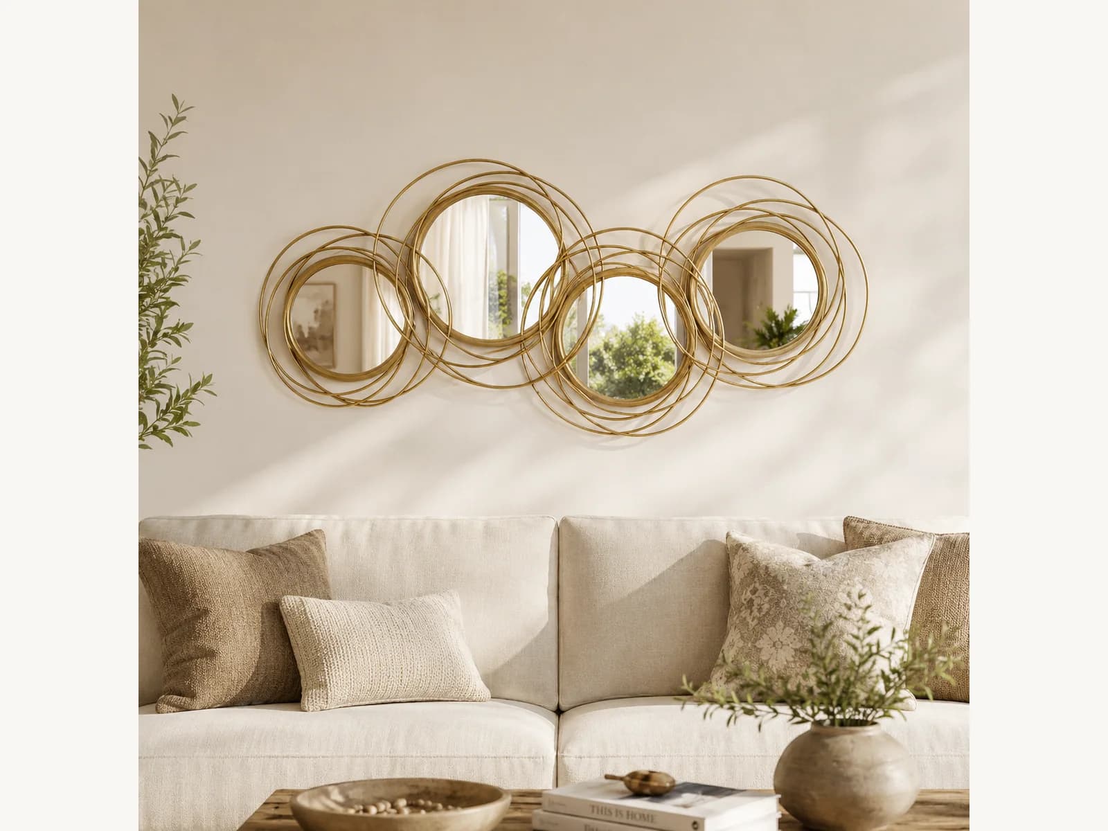 43.3 x 17.3 Inch Overlapping Round Wall Mirror gallery image