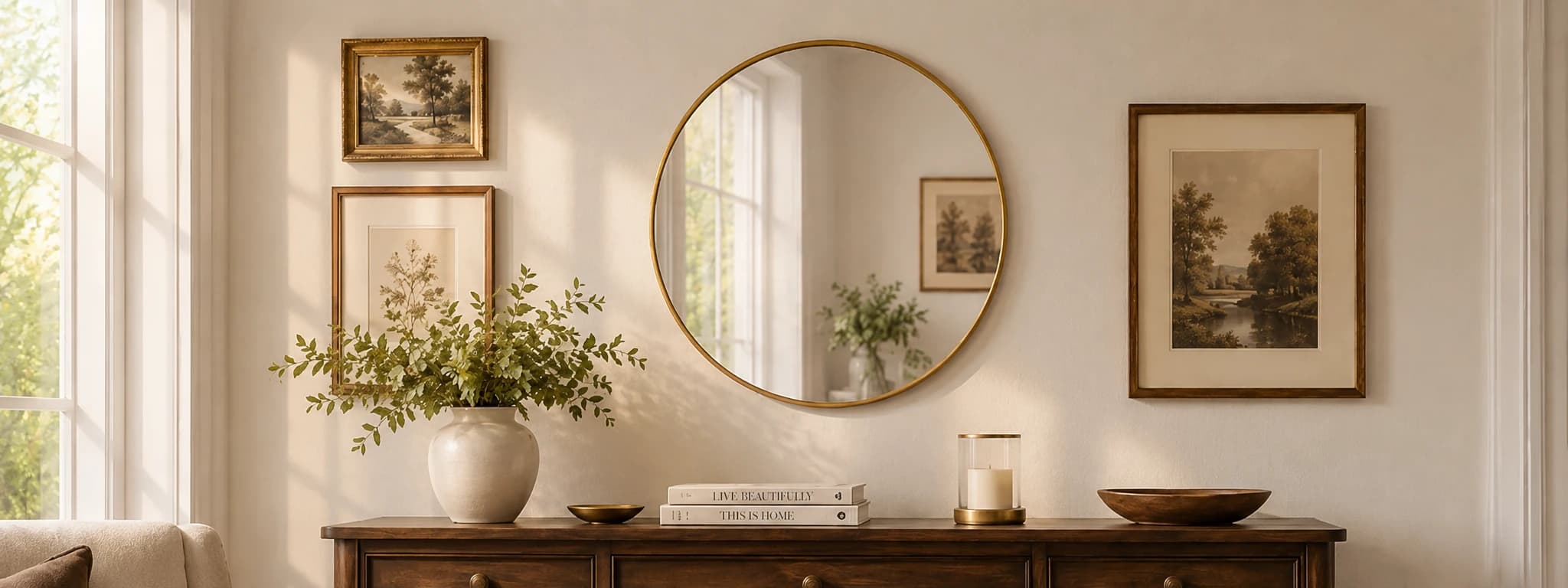 LONG ROAD HOME INC decorative mirrors in warm interior setting