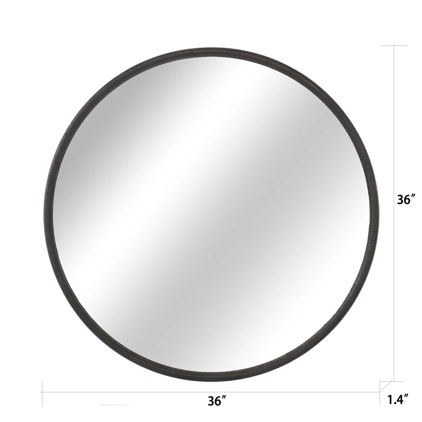 39 Black Plaster Effect Round Mirror frame close-up